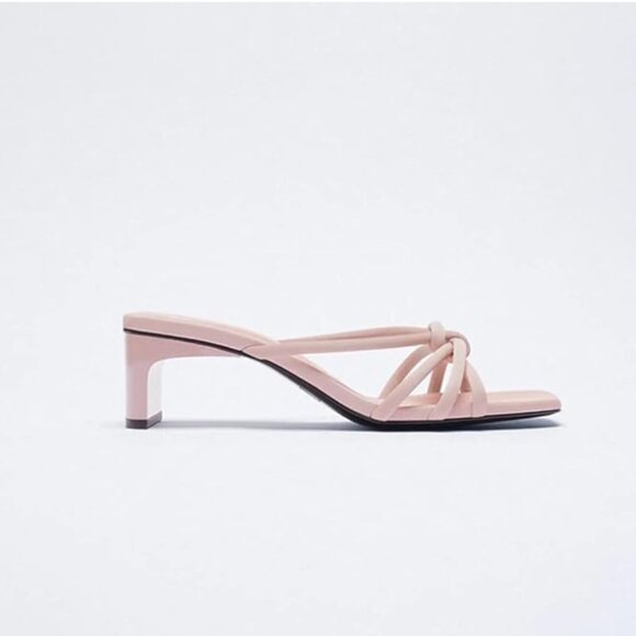 Zara Pink Knot Strappy Block Heels Resort Coquette Sandals feminine softgirl - Picture 4 of 16